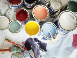 Closeup of house painting renovation