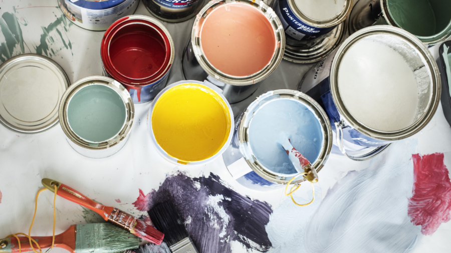Closeup of house painting renovation